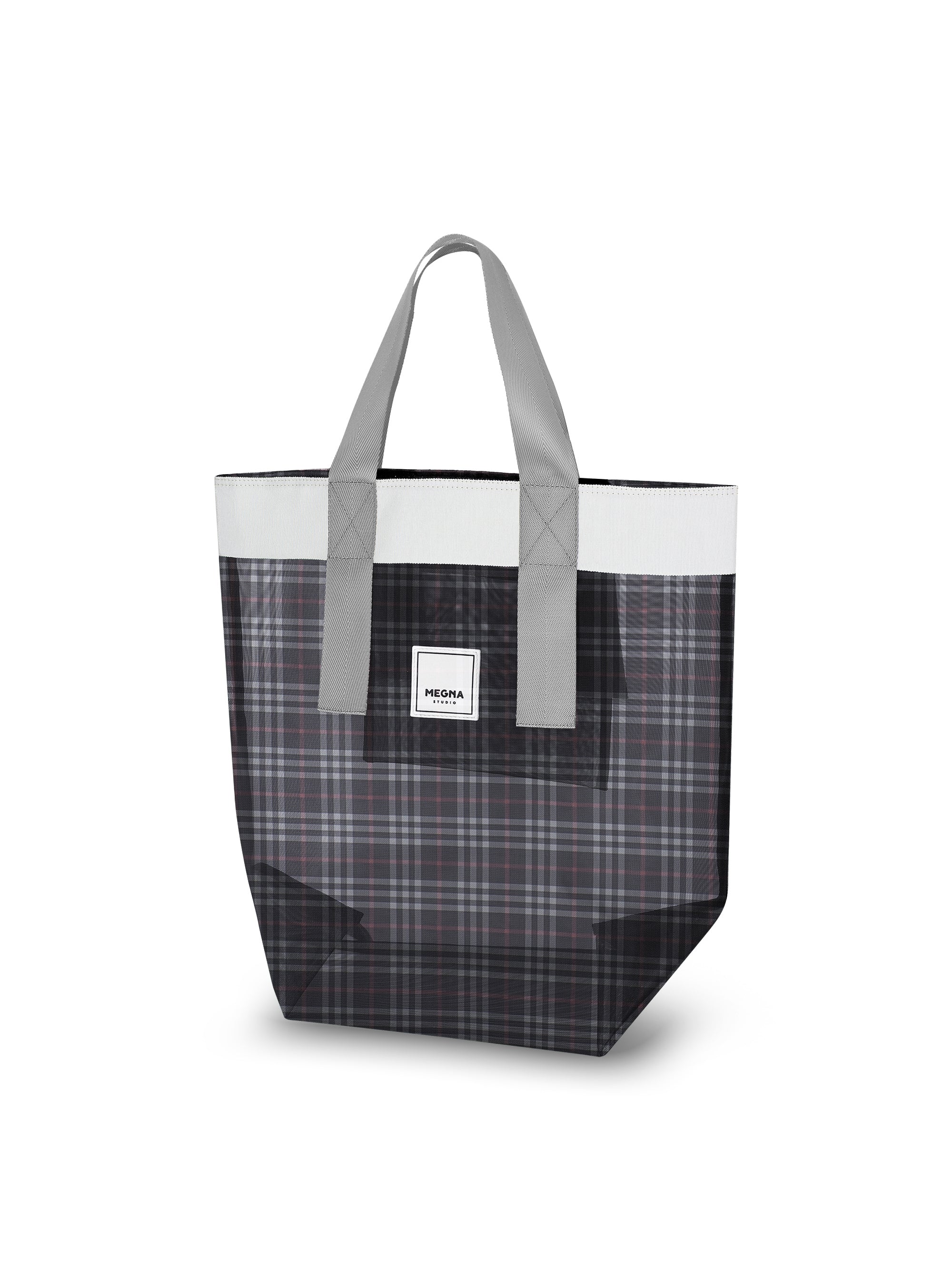 Grace Beach Bag • Vertical • White on Plaid