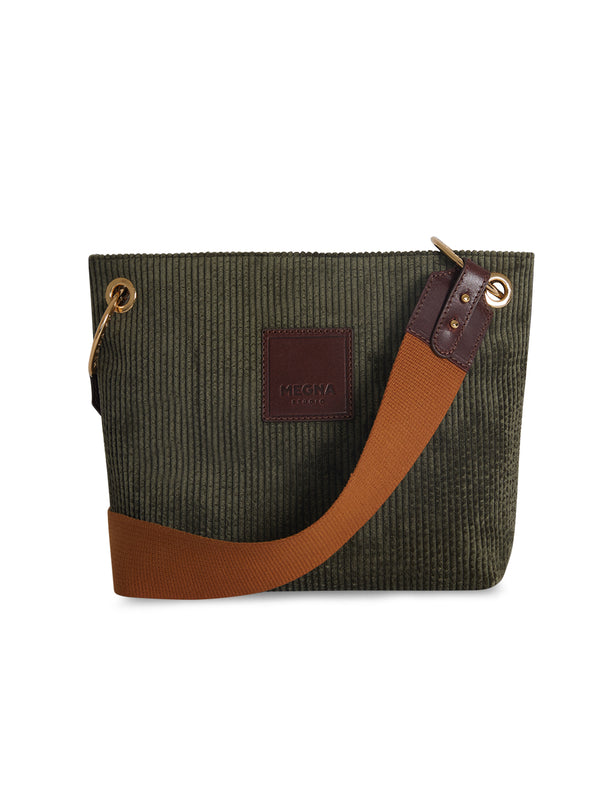 SANDRA BUCKET BAG • MINI • PINE GREEN CORDUROY