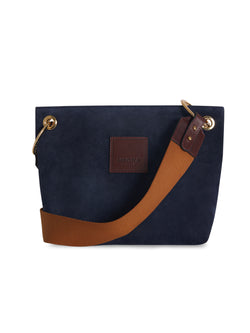 SANDRA BUCKET BAG • MINI • NAVY SUEDE