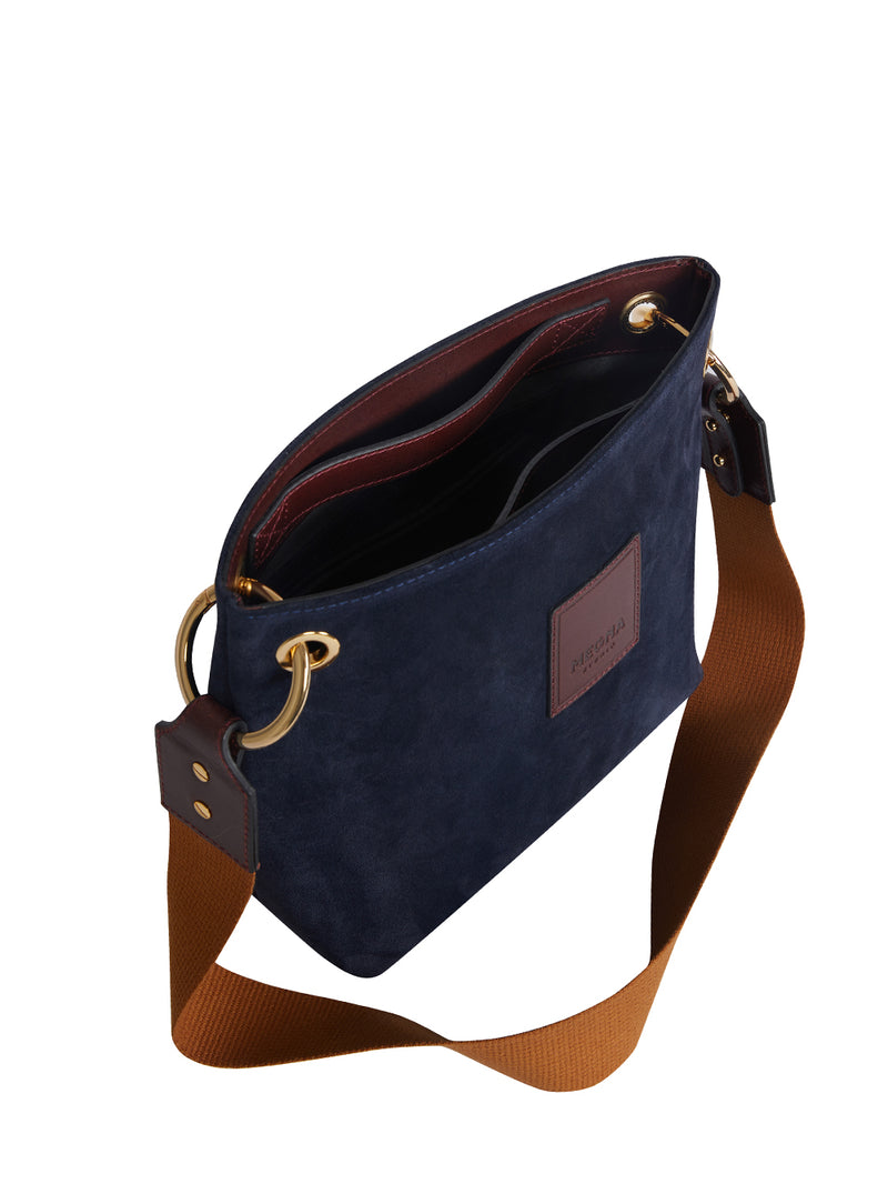 SANDRA BUCKET BAG • MINI • NAVY SUEDE