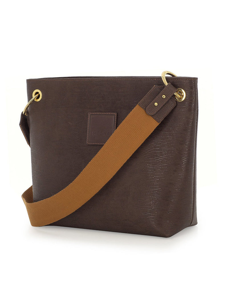 SANDRA BUCKET BAG • MEDIUM • BROWN SNAKE