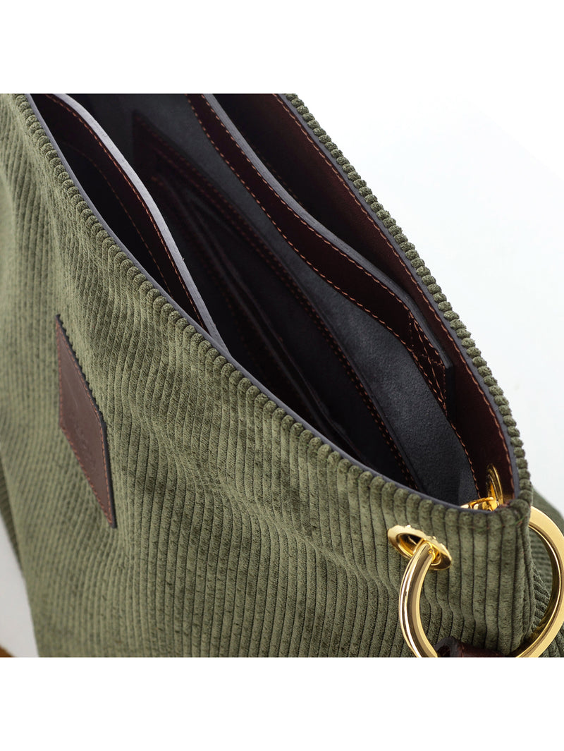 SANDRA BUCKET BAG • LARGE • PINE GREEN CORDUROY